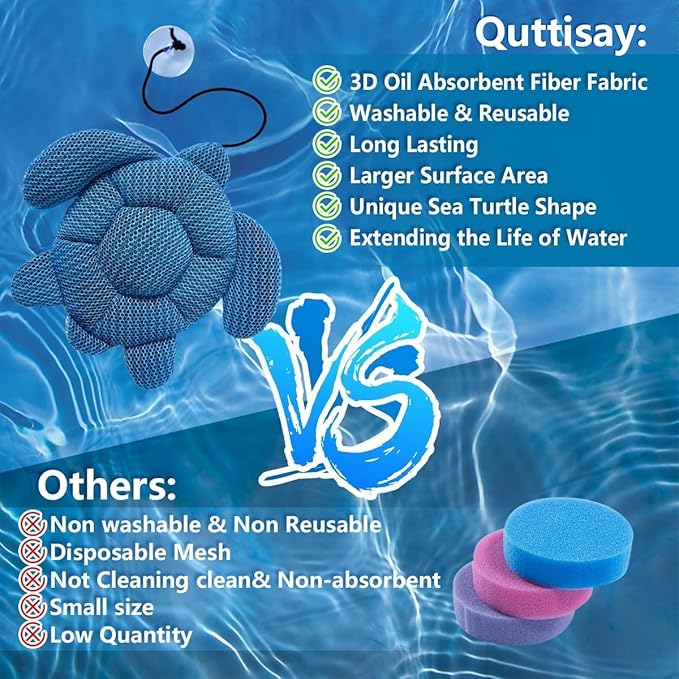 Hot Tub Scum Absorber, Scum Turtle Hot Tub Cleaner Hot Tub Accessories 2 Pack Hot Tub Sponge for Scum Reusable Spa & Pool Cleaner Hot Tub Oil Absorbing Scum Absorber Keeps Water Clean