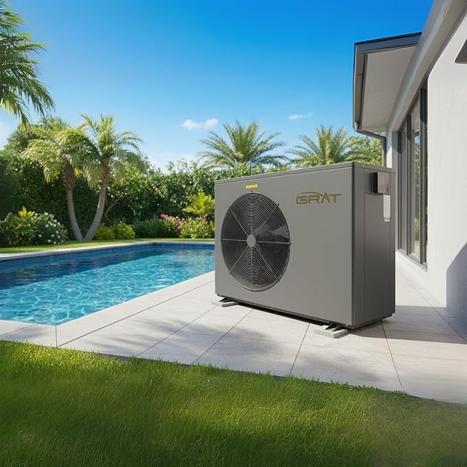 Full Inverter Pool Heater, 78000 BTU, 25000 Gallons, Electric Swimming Pool Heater Pump for Above Ground and Inground Pool, WiFi Capable Timer, Heating and Cooling, Defrosting, 220-240V