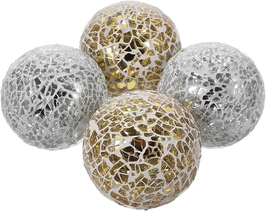 4pcs Mosaic Ball Home Sphere Ball Home Mosaic Sphere Decorative Glass Ornament Crafts Ornament Crafts Table Tabletop Decor