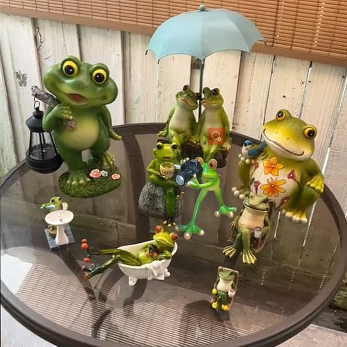 Outdoor Decor Garden Frog Gifts, Paparazzi Camera Decor, Resin Crafts for Shelves Table Desk, Statues for Garden