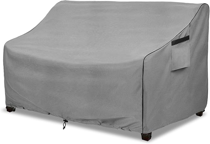 okcool Heavy Duty Patio Sofa Cover, 100% Waterproof 2-Seater Outdoor Sofa Cover Fits up to 58W x 32.5D x 31H Inches, Lawn Patio Furniture Covers,Grey