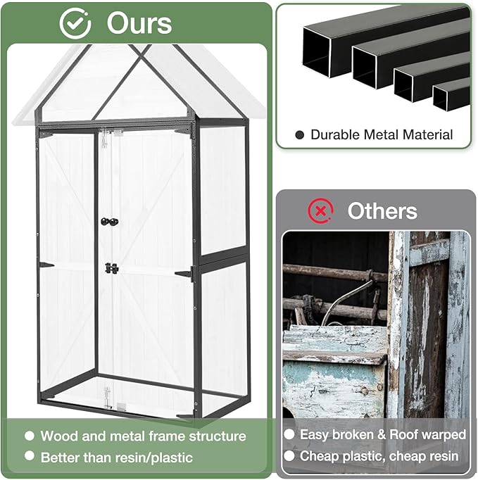Outdoor Storage Shed with Strongest Metal Frame, Storage Cabinet with Floor, Weatherproof Tool Shed with Adjustable Shelfs, Lockable Metal Garden Shed Steel for Backyard Patio (Off-White)