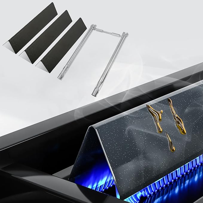 Grill Replacement Parts for Weber Spirit, 7635 Flavorizer Bars 15.3 Inch Flavorizer Bars and 69785 Burner for Weber Spirit I & II 200 with Front Control, Spirit E210, E220, S210, S220