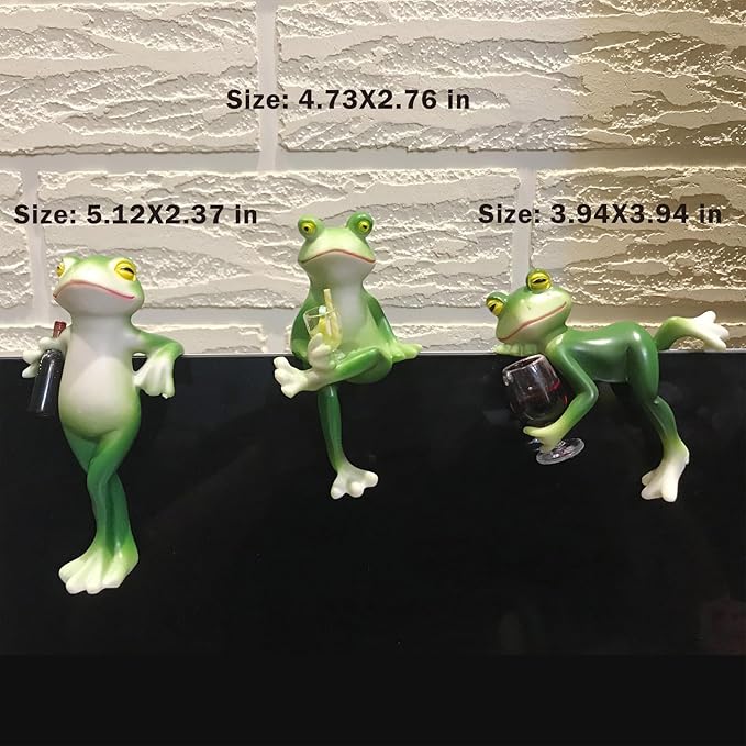 Miniature Frog Figurines Decor Cute Resin Frog Statue Sculpture Garden Planter Pots Indoor Outdoor Patio Balcony Home Desk One Lying