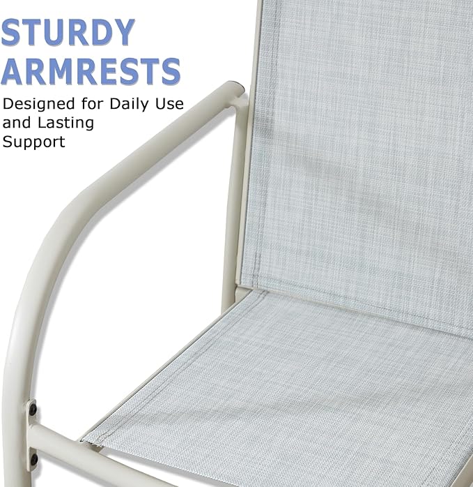 Patio Chairs Set of 4, Outdoor Dining Chairs with Breathable Textilene Fabric, Stackable Patio Chairs for Lawn, Garden, Backyard, Poolside, Beige