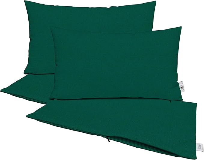 RSH DECOR: Sunbrella Pillow Covers Set of 4 | Covers Only - 20" x 12" | Outdoor Lumbar Pillow Covers Crafted with Sunbrella Performance Fabric | Canvas Forest Green