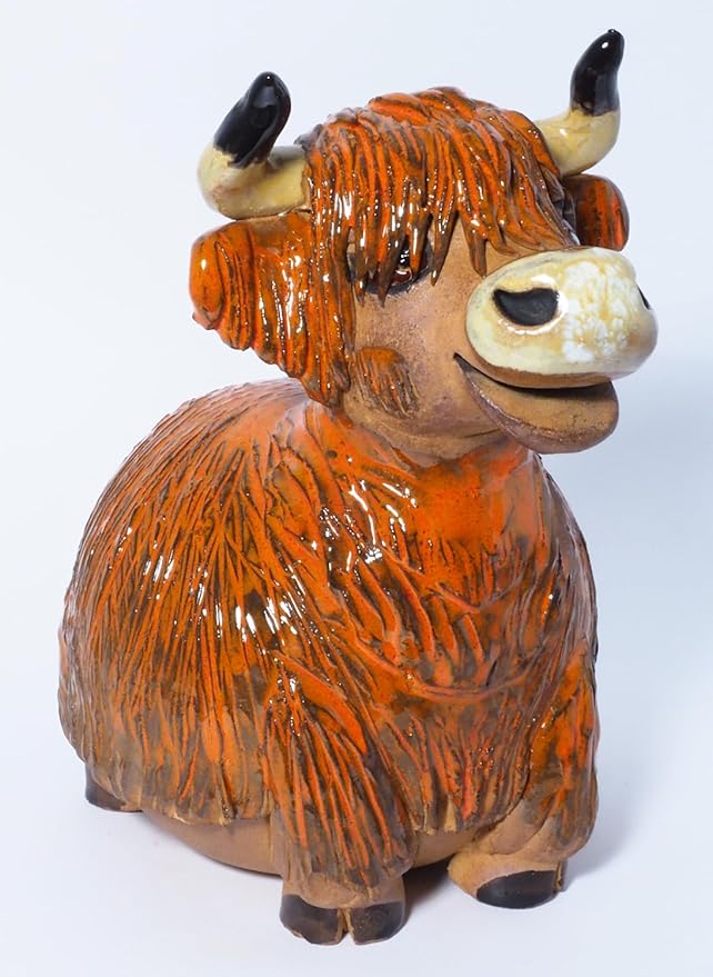 Ceramic Garden Decor - Cow Lawn stake - Outdoor statue - Perfect, unique gifts for gardeners woman, men, yard gifts - Handmade, Frostproof