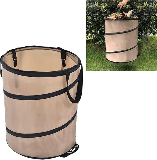 37.8L Collapsible Leaf Trash Can, Heavy Duty Lawn and Leaf Bag with Handle Locking Design Outdoor Leaf Bin for Yard Garden Camping Lightweight Foldable Trash Container