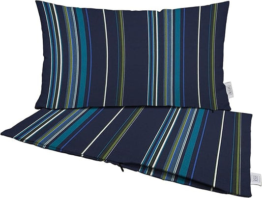 RSH DECOR: Sunbrella Pillow Covers Set of 2 | Covers Only - 26" x 16" | Outdoor Lumbar Pillow Covers Crafted with Sunbrella Performance Fabric | Stanton Lagoon