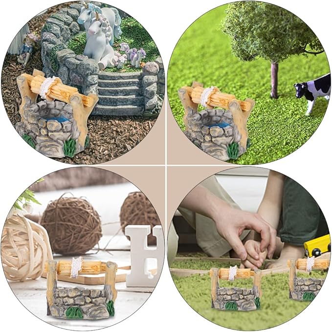 Garneck 24pcs Miniature Well Ornaments Fairy Garden Crafts Micro Statues for Scene Decor and Miniature Landscape Accessories