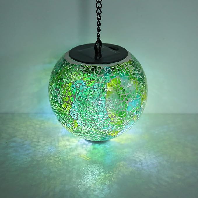 Solar Hanging Lantern Solar Outdoor Lanterns Mosaic Gazing Ball Outdoor Hanging Lights Outdoor Lights Waterproof Garden, Patio, Pathway & Yard Décor Green