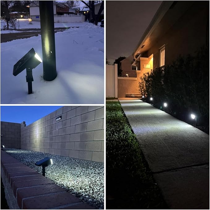 Solar Lights Outdoor Waterproof IP65, 76 LED 3 Lighting Modes Solar Spot Lights Outdoor Yard Garden Landscape Pathway (Cool White, 6 Pack)
