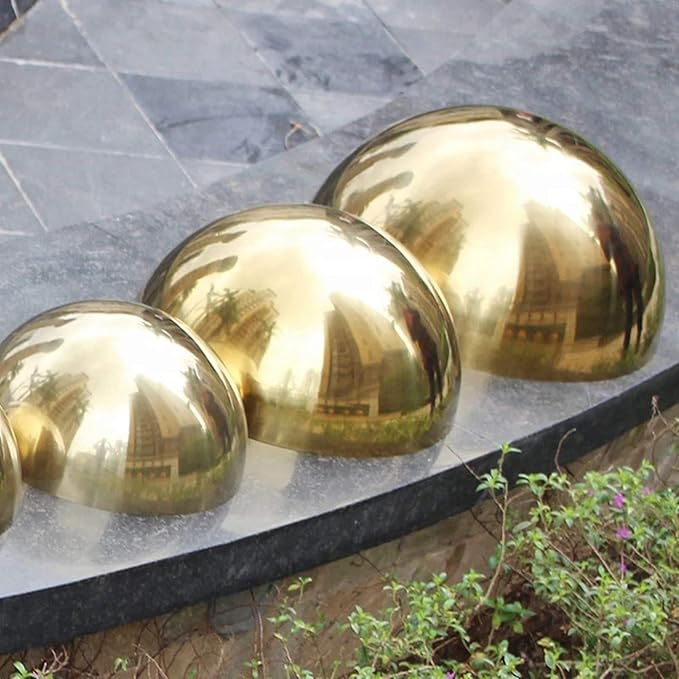 6pcs Hollow Hemisphere Ball Gazing Ball Half for Outdoor Decoration Shopping Mall Decor Wall Decorated (Gold)