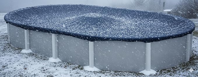 Aboveground Pool Winter Cover, Fits 12’ x 18’ Oval, Solid Blue – Includes Winch and Cable for Easy Installation – Superior Strength & Durability, Treated for UV Protection, WC1218OV