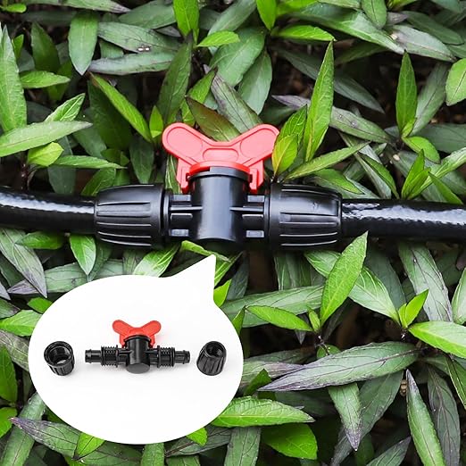 MIXC 1/2 Inch Drip Irrigation Valve Fittings, Barbed Shut Off Valve Parts for 1/2 Inch Irrigation Tubing (1/2" ID x 0.67" OD) for Garden Drip Systems 6 Pack