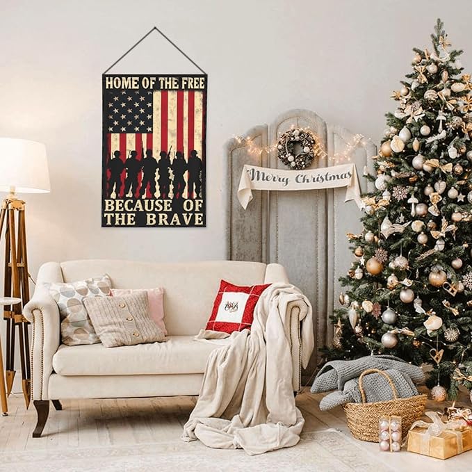 Veterans Day Garden Flag 4th of July Decorations Vertical Double Sided Outdoor Yard Flags 12.5x18 Inch Burlap Banners for House Lawn
