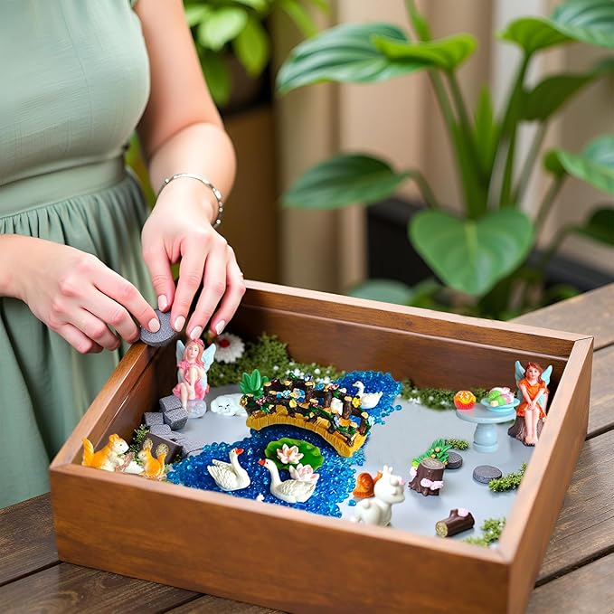 Kai Dream Miniature Fairy Garden Kit, 36 Pcs Miniature Fairy Garden Resin Figurines for Plant Pots, Backyard, Lawn, Micro Landscape, Dollhouse, Terrarium