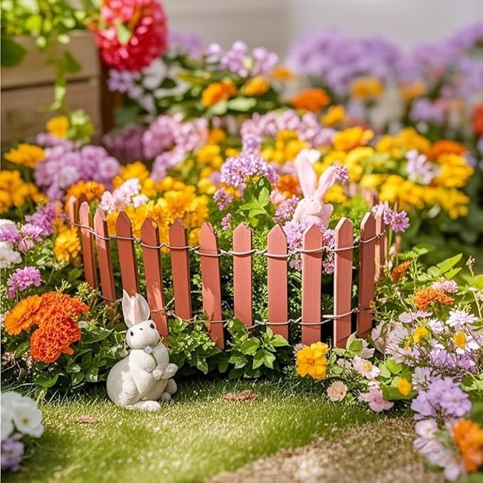 Miniature Fairy Garden Fence 35 Inches,Fairy Garden Accessories Outdoor Wood Picket Fence,DIY Flowerpot Decoration DIY Wood Picket Fence, Miniature Garden Decoration Mini Ornament for Dollhouse