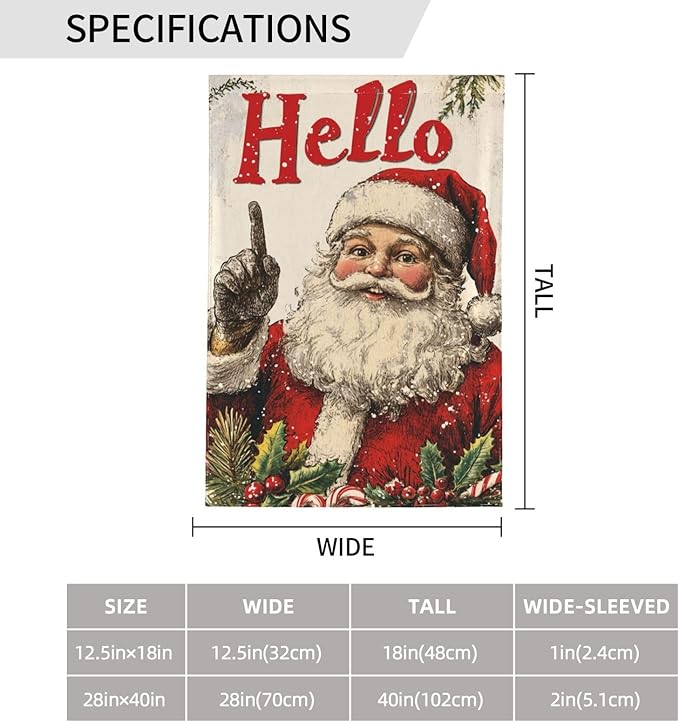Santa Claus Garden Flag Vertical Double Sided Outdoor Yard Flags 12.5x18 Inch Burlap Banners Vertical Double Sided for Outdoor Decor Lawn