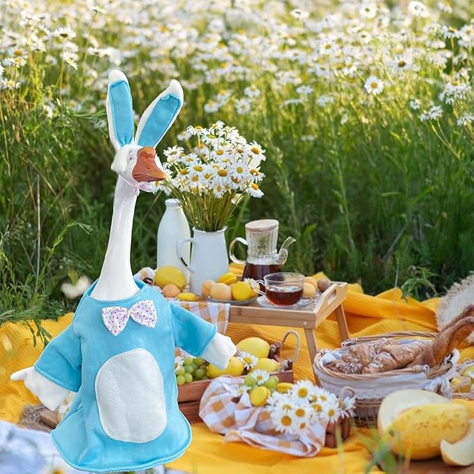 Porch Goose Outfits for 23" Plastic Porch Goose Rabbit Outfit Goose Clothes for Cement Goose for Indoor Outdoor Garden Yard Lawn Patio Art Decor(TZ)