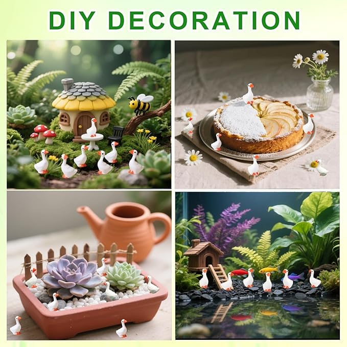 20 Pcs Rubber Goose Decoration, Vintage Style Resin Figurine for Porch, Lawn, Desk Top Ornament, Funny Farm Animal Decor