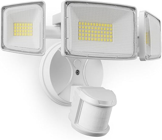 Onforu 75W LED Motion Sensor Outdoor Lights, Dusk to Dawn Flood Light Outdoor Motion Sensor, Hardwired Security Lights Floodlights Outside 7500LM 6500K Daylight IP65 Waterproof (White)
