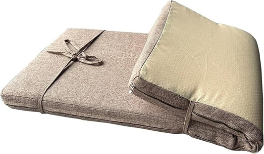 48 x 12 Inch Piano Bench Cushions for Indoor Furniture with Ties Non Slip Kitchen Dining Room Bench seat Cushion for Shoe Storage Ottoman Window Settee pad, Khaki