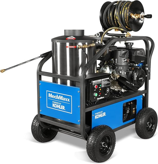 4000 PSI 4 GPM Kohler 429 cc 14 HP E-Start Gas Engine Hot Water Pressure Washer with Hose Reel, Model HPW40K