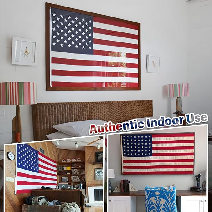 Deluxe Cotton American Flag 4x6 FT for Outside, Tear Resistant US Flags High Wind with Embroidered Stars, Sewn Stripes, the Best Indoor Outdoor Flag