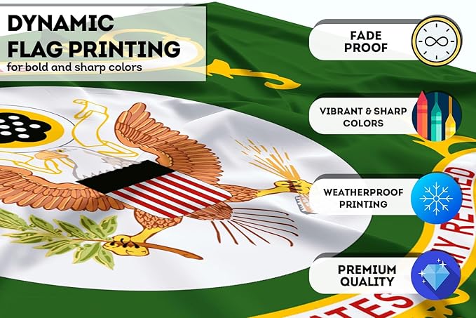 AGAS US Army Retired Flag 2x3 Ft - Printed Single Sided Polyester - Stitched Edges Polyester Header Plated Grommets - Indoor Army Retired Flag