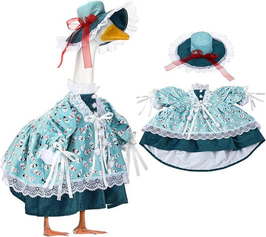 Suzile Snowman Goose Outfit Winter Dresses Christmas Clothes for 23" High Cement or Plastic Porch Goose Costume for Yard Lawn Outdoor Garden Patio Statue Xmas Holiday Decor