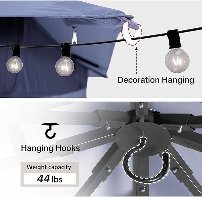 LAUSAINT HOME Outdoor Patio Gazebo 8'x8' with Expansion Bolts, Heavy Duty Gazebos Shelter Party Tent with Double Roofs, Mosquito Nettings and Privacy Screens for Backyard, Garden, Lawn, Navy Blue