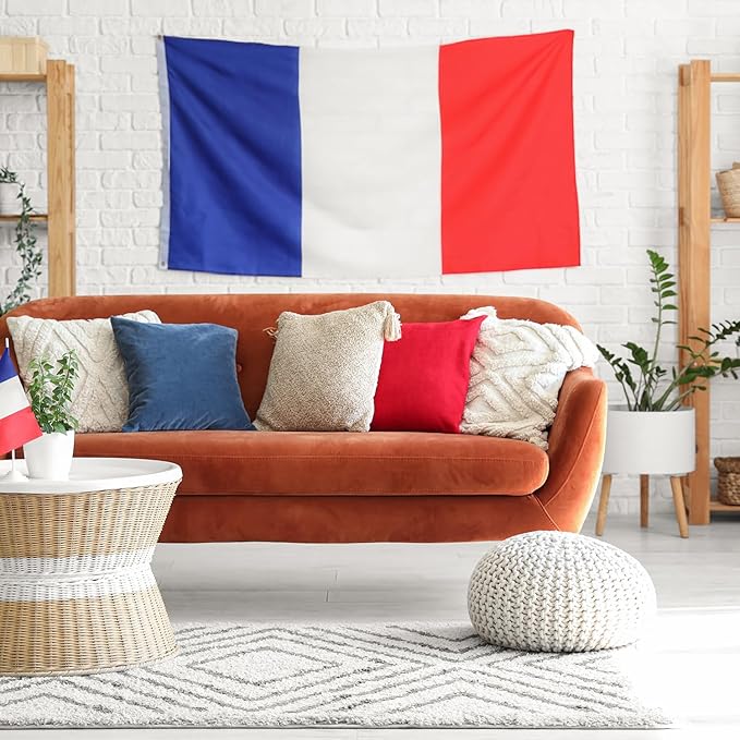 France French Flag 3x5 ft Outdoor, Double Sided 3 Ply Heavy Duty National Flag for FR, 100% Quality Polyester French Banner with Brass Grommets 4 Rows Stitches