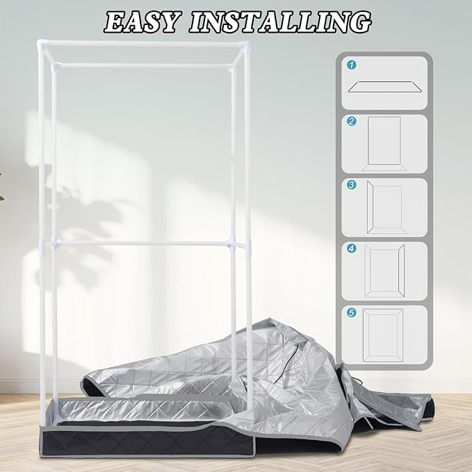 Steam Saunas for Home,Full Body Red Light Sauna Tents Portable Large Space Remote Control Indoor Steamer Sauna Box with 3L Steamer Machine,Foldable Chair,Pocket