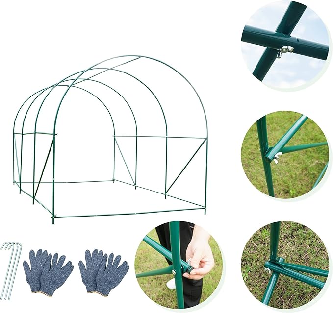 Outdoor Greenhouse with Screen Door,Outside Heavy Duty Walk in Green House for Garden Plants UV Protection Thermostatic Waterproof (Green, 10x10x7 FT)