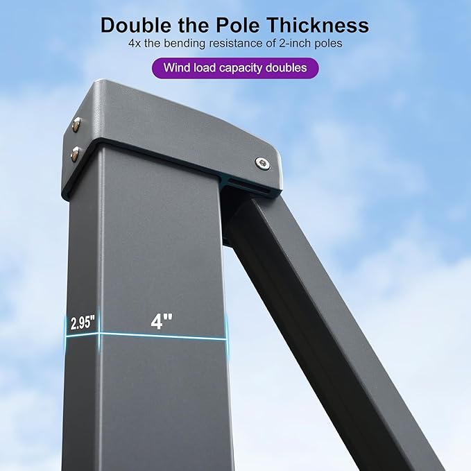 PURPLE LEAF 9' X 12' Rectangle Patio Umbrella Large Cantilever Outdoor Aluminum Offset Umbrella with 360-degree Rotation for Garden Deck Backyard Pool, Grey