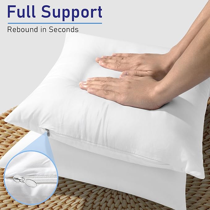 Pack of 2 20x20 Outdoor Pillow Inserts, Water Resistant Throw Pillow Inserts, Cushion Inner Pads for Patio, Furniture, Sofa, Bed, Living Room, Garden Decorative Waterproof Pillow Inserts