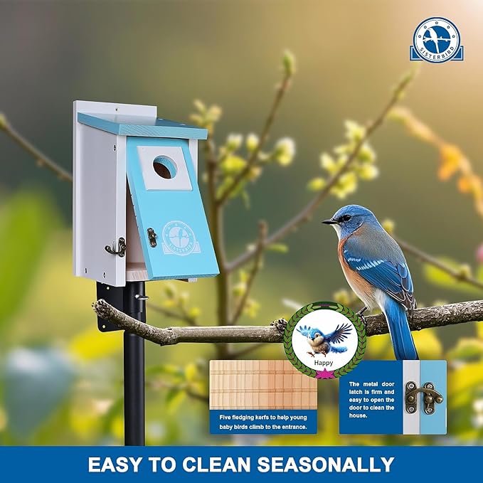 Bird Houses for Outside, Ice Blue Bird House, Bluebird Houses for Outside, Garden Decoration Birdhouses for Outdoors, Bluebird Finch Swallow Wren Chickadee