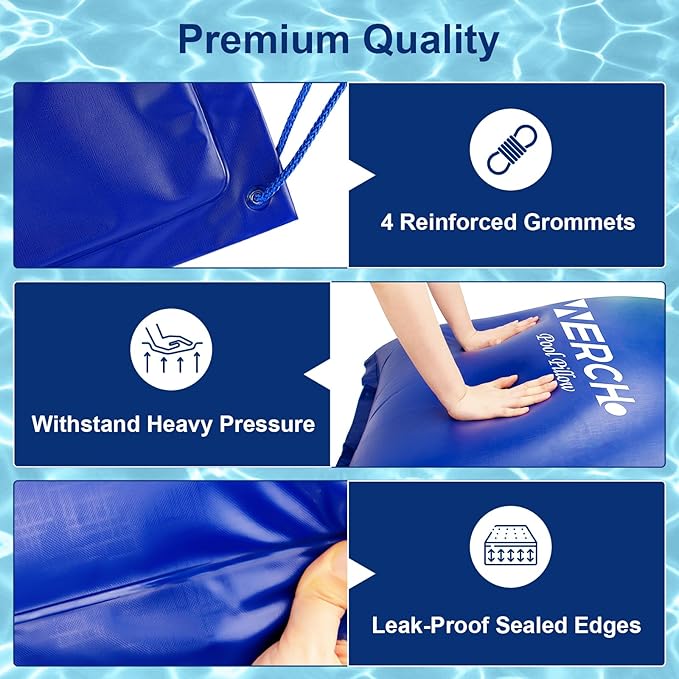 4 x 15 FT Pool Pillow for Above Ground Pool, 0.5mm Ultra Thick PVC Cold-Resistant Large Pool Cover Air Pillow with 32 Ft Rope Pool Pillow for Winterizing & Above Ground Pools