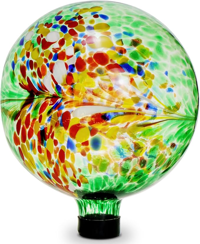 Gazing Balls for Garden 10" Glass Outdoor Garden Globe Ball Reflective Gazing Globes Outside Yard Decor (Green)
