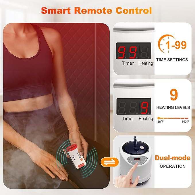Infrared 2 Person Sauna for Home, 660nm Red Light Portable Steam Sauna, 5-Layer Waterproof Quick Heat and Steamy, Saunas Tent for Gym/Pilates/Garage, Hot Tub, 5.9' x 4.1' x 3.0'