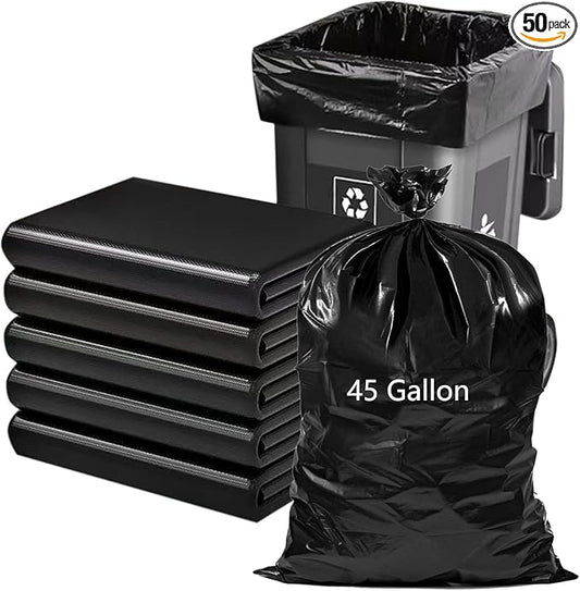 45 Gallon Trash Bags 1.8 Mil -39.3''x47.2'' Pack of 50 Thick Large Heavy Duty Multi-Use Garbage Bags Extra Large Strong Trash Can Liners for Office, Picnic,Kitchen, Bulk Bags (45 Gallon 50 Count)