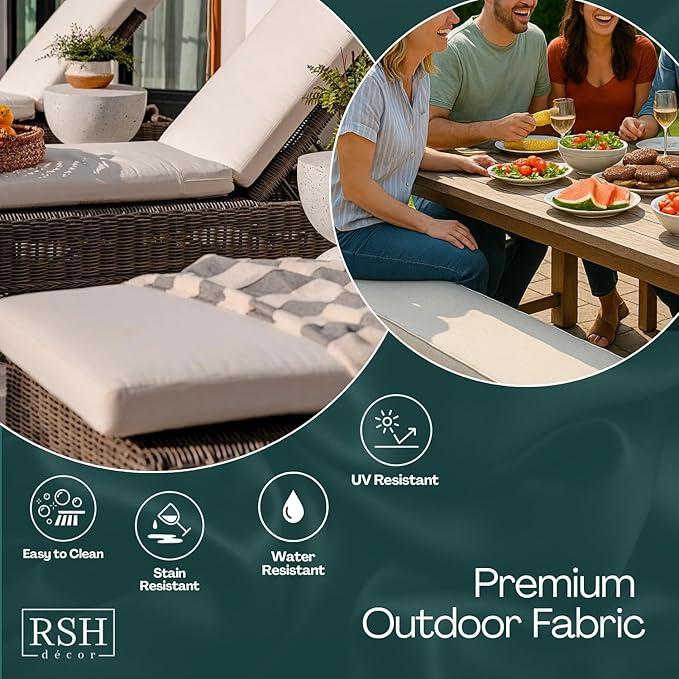 RSH DECOR: Lumbar Throw Pillows Set of 2 | 20” x 12" | All-Weather Spun Fabric | Water and Fade-Resistant | Outdoor Support Pillows for Patio Furniture | Tan