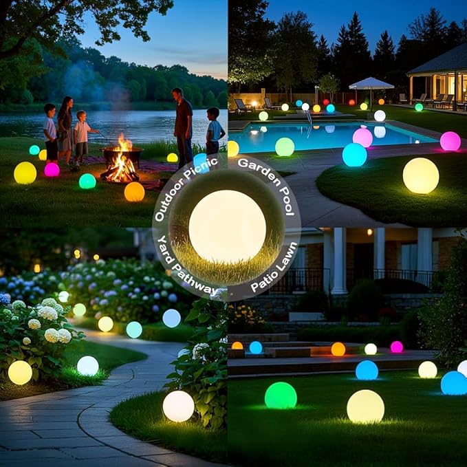 8-in Solar Glowing Globe Light, 16 Colors Changing Solar Garden Ball Lamp, Auto-On/Off Glow Orb Light W/Remote, Waterproof Landscape Lighting Globe W/Ground Stake for Yard Patio Lawn Outside Decor