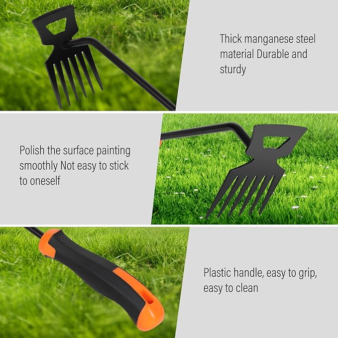 Weeding Tools,Portable Garden Weeder Tool,2024 New Manganese Steel Weed Puller,for Hand Weeder for Vegetable Gardening Backyard Farm Planting & Uprooting Weeding Tool (Rubber 6-Tooth)