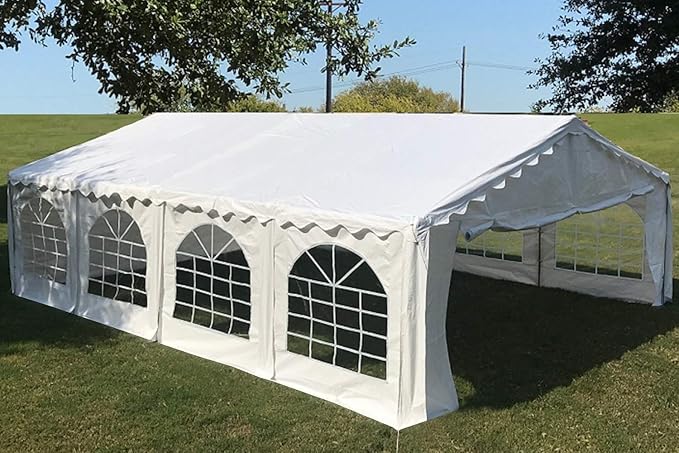 DELTA 26'x20' Budget PE Party Tent + (3) Long Storage Bags, Tents for Parties Outdoor Large Commercial Canopy Wedding Event Tent with Removable Sidewalls for Patio Outdoor Events