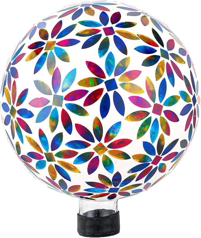 VCUTEKA Gazing Ball, Glass Mosaic Gazing Balls Sphere for Garden Lawn Outdoor Ornament Yard Decorative, 10-Inch, Multicolor