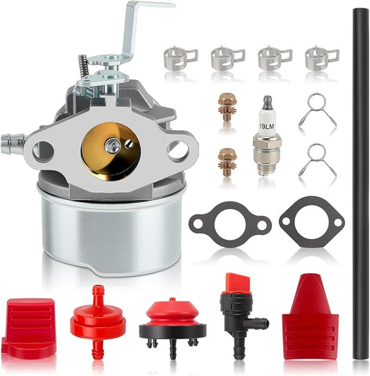 640300 Carburetor with Fuel Filter Fuel Line for Tecumseh HSK850 HSK870 TH139SP TH139SA 2 Cycle Horizontal Engine Snow Blower Carburetor Replacement