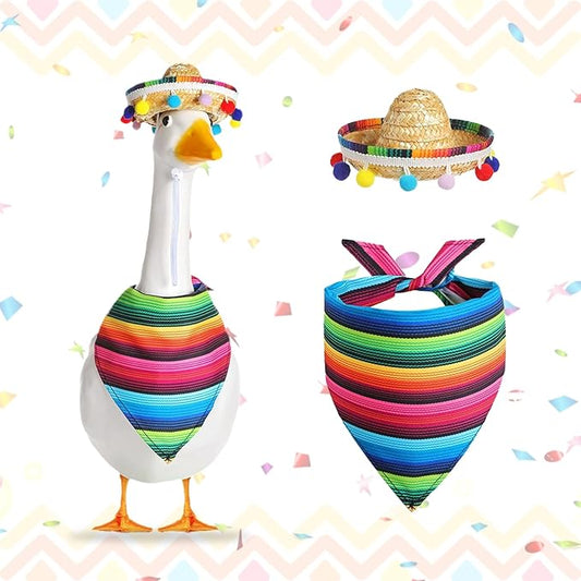 Mexican Porch Goose Outfits for 23" Plastic Porch Goose Outfit Goose Clothes for Cement Goose for Indoor Outdoor Garden Yard Lawn Patio Art Decor(MXG)