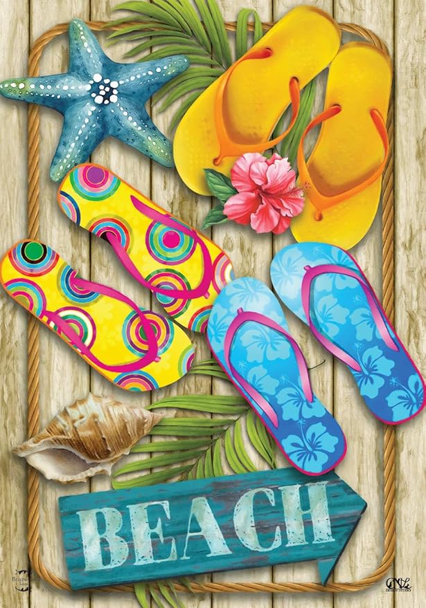 Briarwood Lane House Flag 40x28 For Outdoor Flip Flops Beach Summer For Summer House Flag